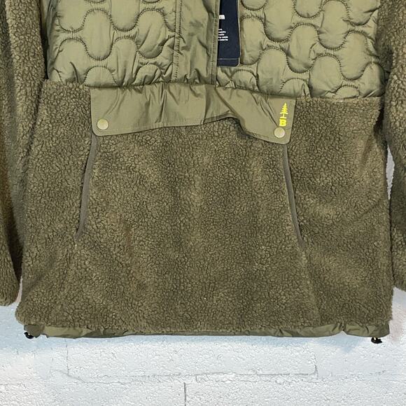 BASS OUTDOOR Women's Contrast Hood Sherpa Soft Pullover, green Small - Picture 3 of 8